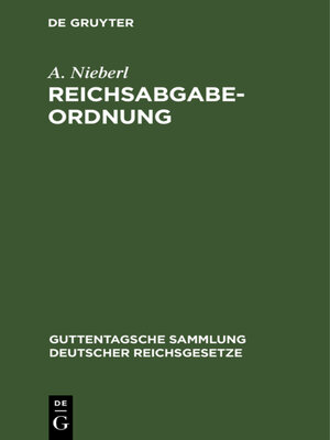 cover image of Reichsabgabeordnung
